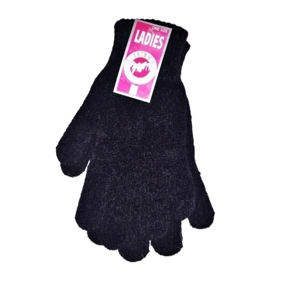 NWT Black Ladies Winter Gloves Size -One Size
